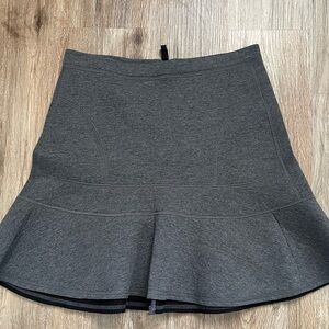 J.Crew Skirt Gray Flared Surf Ruffle Mini Neoprene Scuba Knit Size Small.
